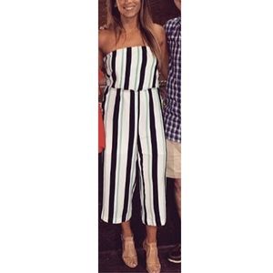 Blue striped jumpsuit small